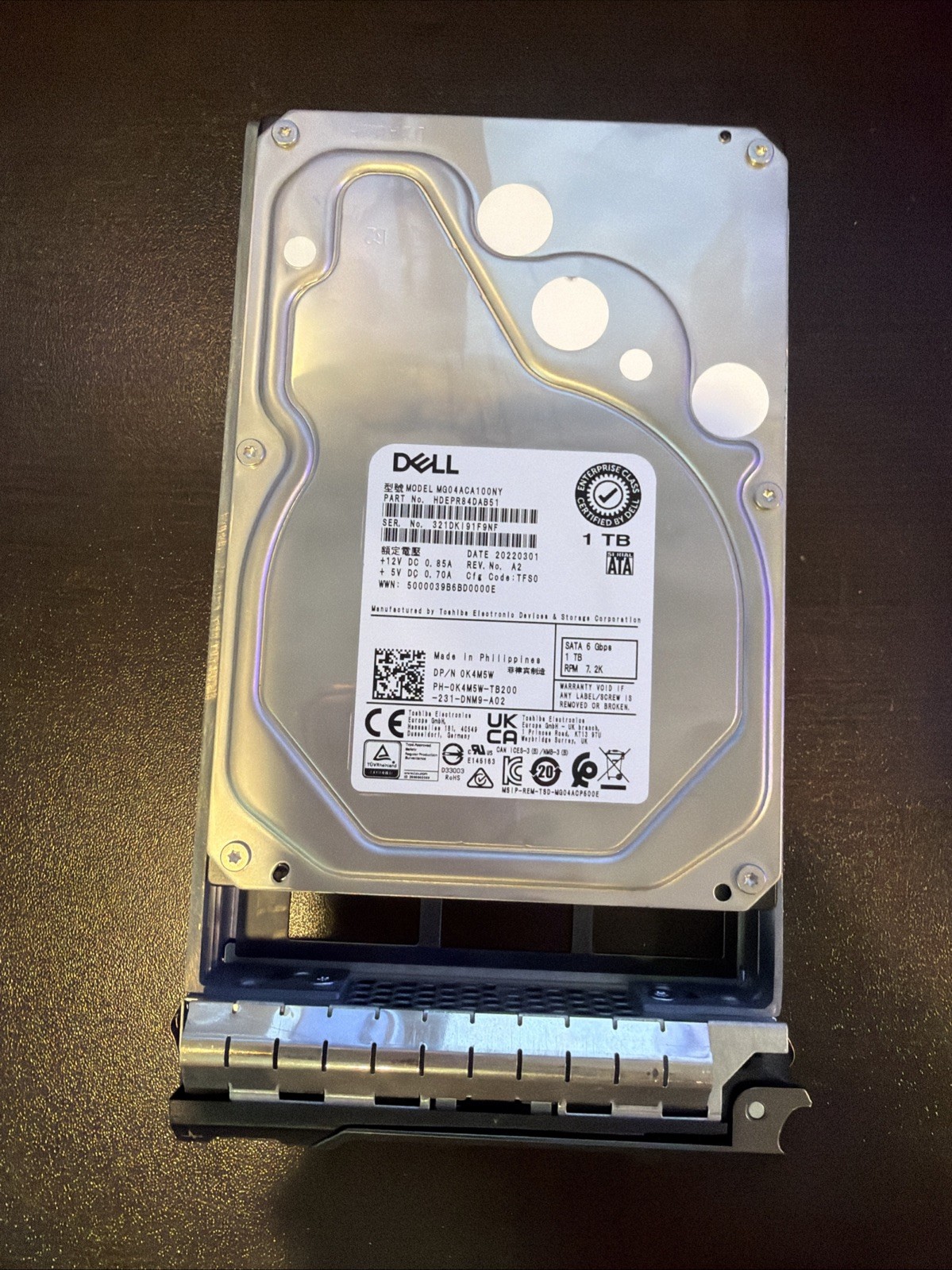 Dell 1TB 3.5 SATA 6Gb/s 7.2K Server HDD MG04ACA100NY 0K4M5W Toshiba Enterprise
