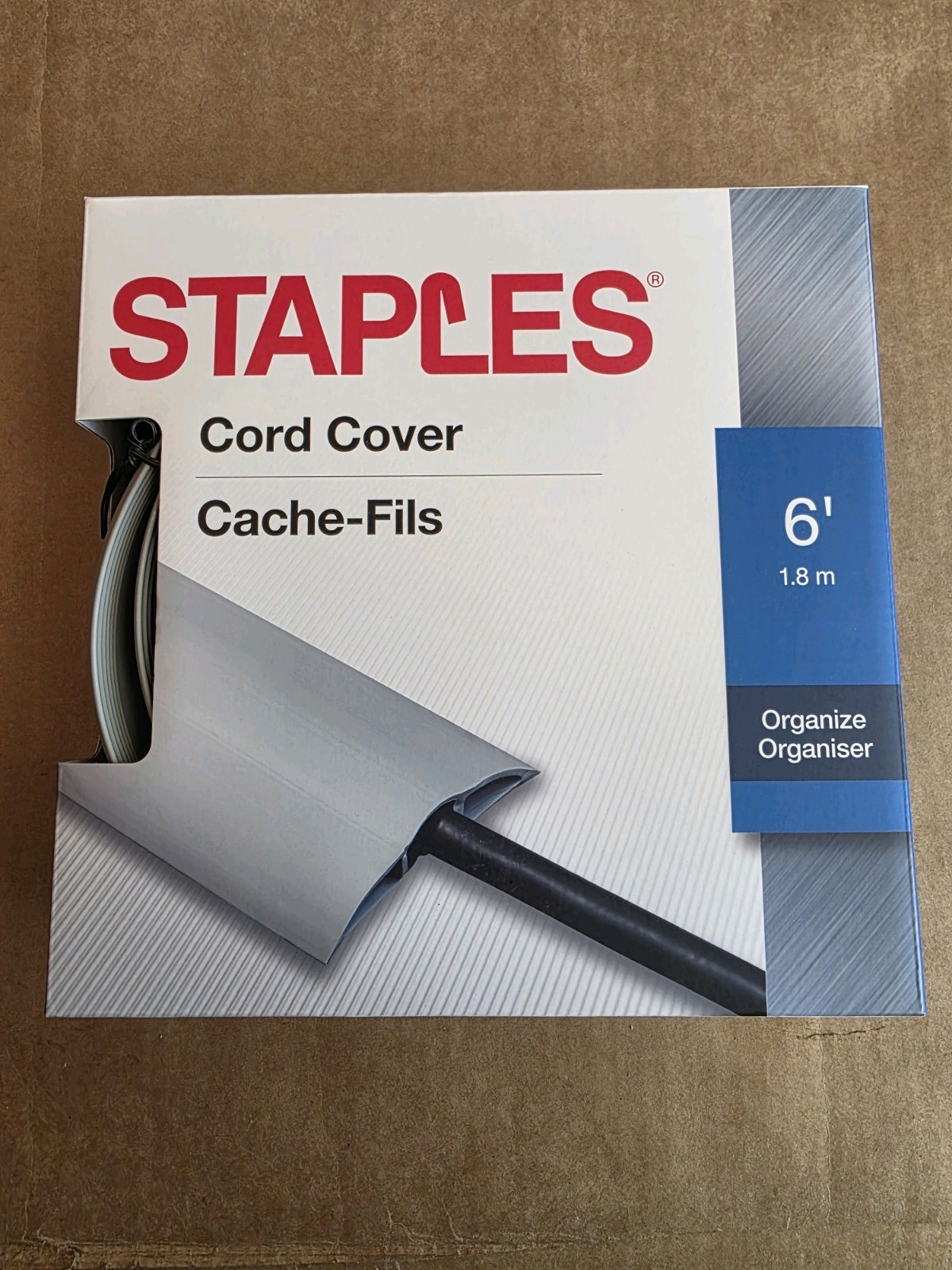 STAPLES Floor Cord Cover 6ft Gray - Brand New - Unopened