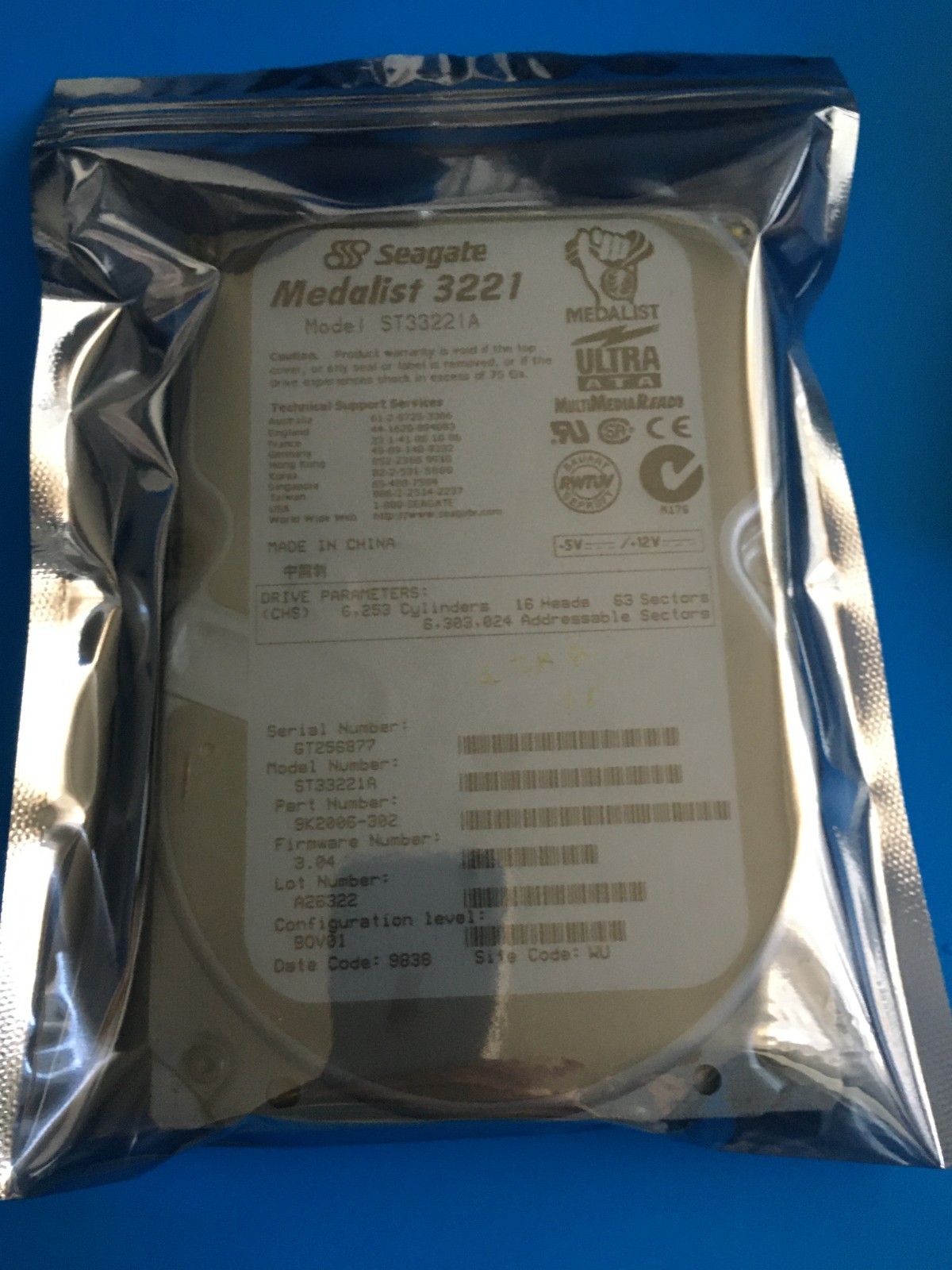 Seagate Medalist 3221 3.2GB ST33221A HDD 3.5" IDE  P/N: 9K2006-302 Tested PASSED