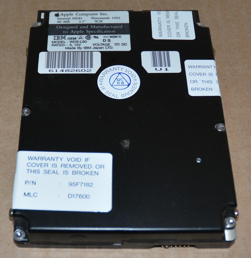 Macintosh 80MB Hard Drive Working System 7.1 SCSI IBM WDS-L80 Apple Vintage 3.5