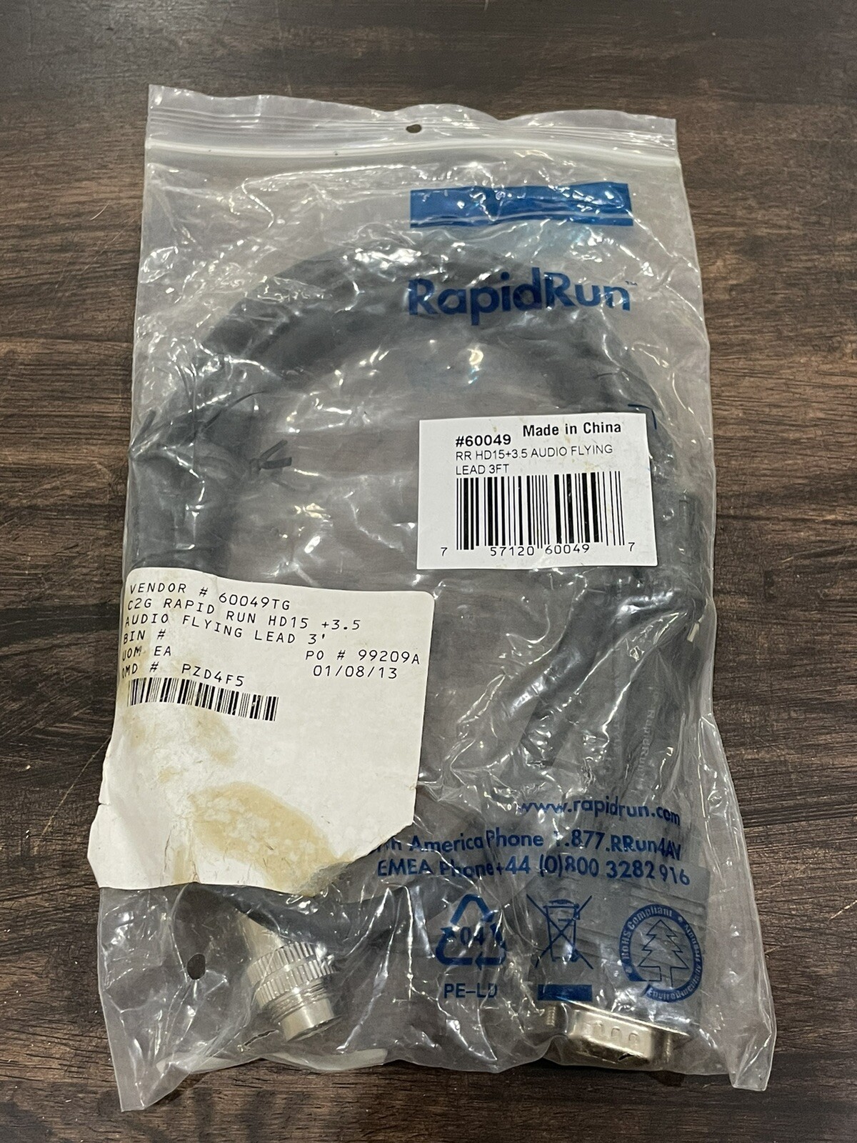 RapidRun Audio Flying Lead 3 ft Cable HD15+3.5 60049 (03)