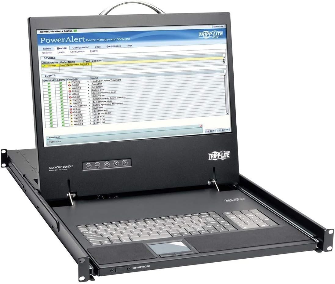 Tripp Lite 1U Rack-Mount Console with 19" 1080p LCD, DVI or VGA Video