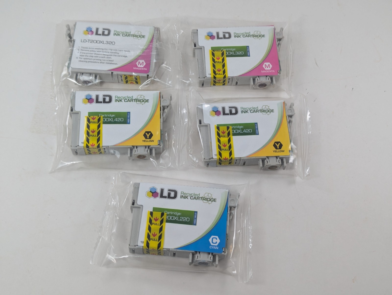 LD Recycled Ink Cartridges: 2 Yellow 2 Magenta 1 Cyan LD-T200XL Epson Printer 
