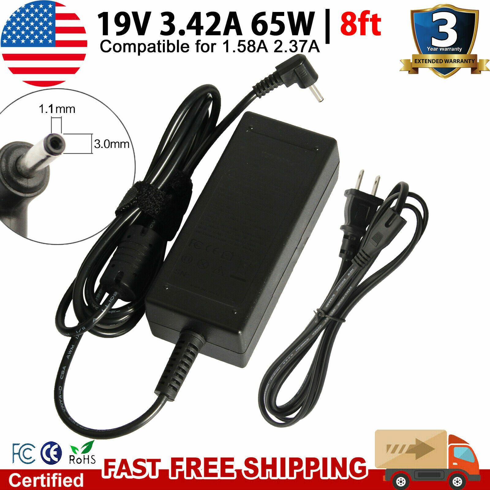 Laptop AC Adapter Charger For Acer Aspire, Spin, Swift, Chromebook 13 14 15