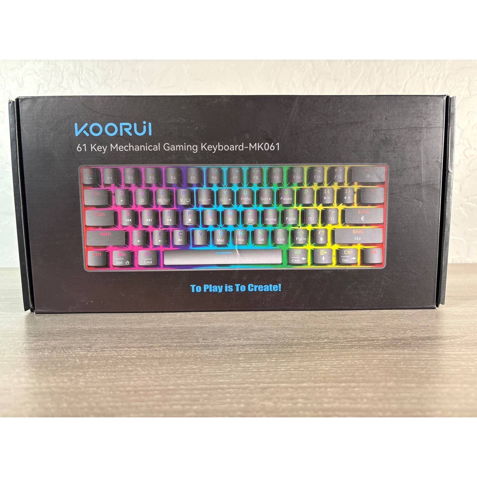 KOORUI MK061 61 Key Mechanical Gaming Keyboard 60% Compact RGB Backlit Black