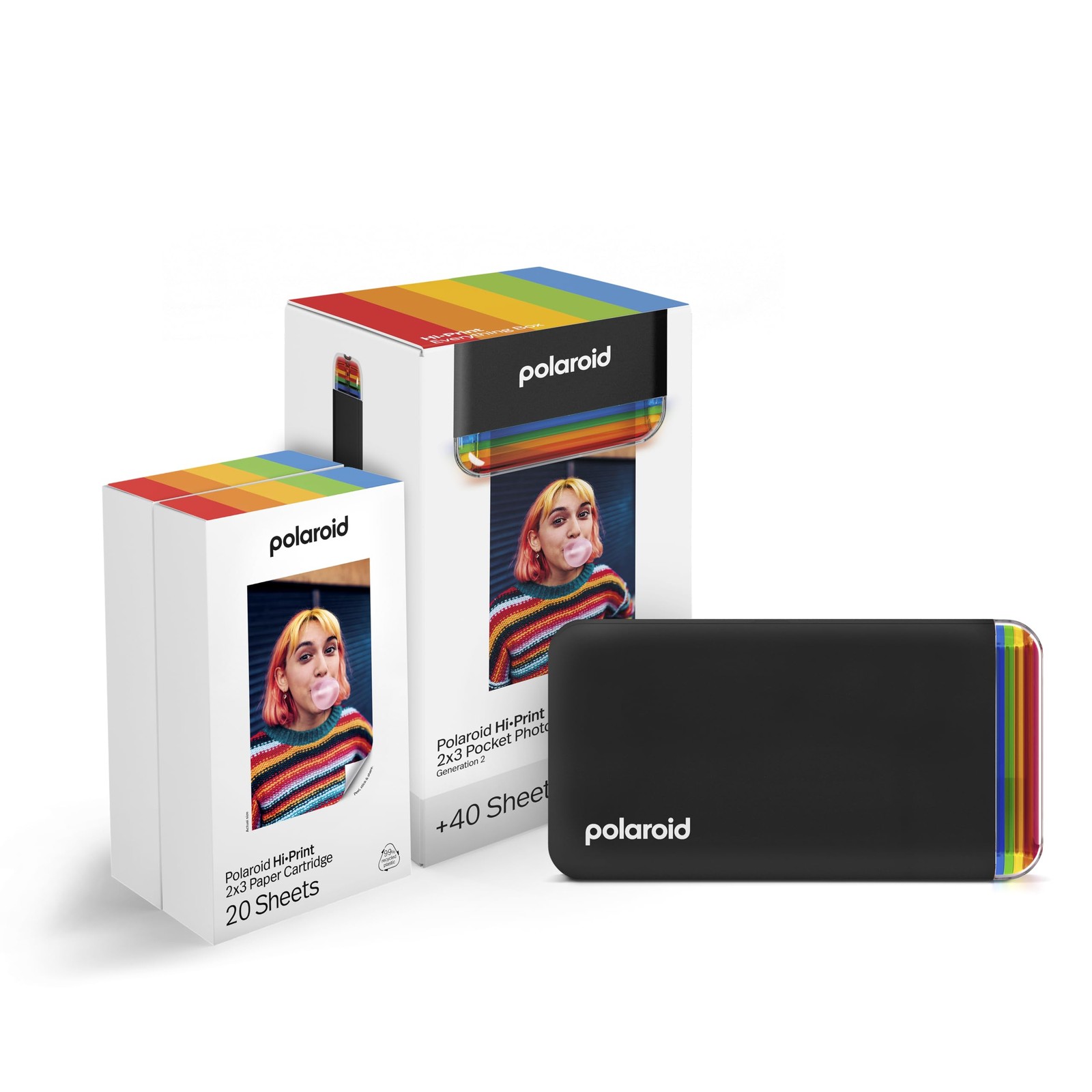 Polaroid Hi-Print + Paper Bundle- 2nd Generation Bluetooth One size, Black