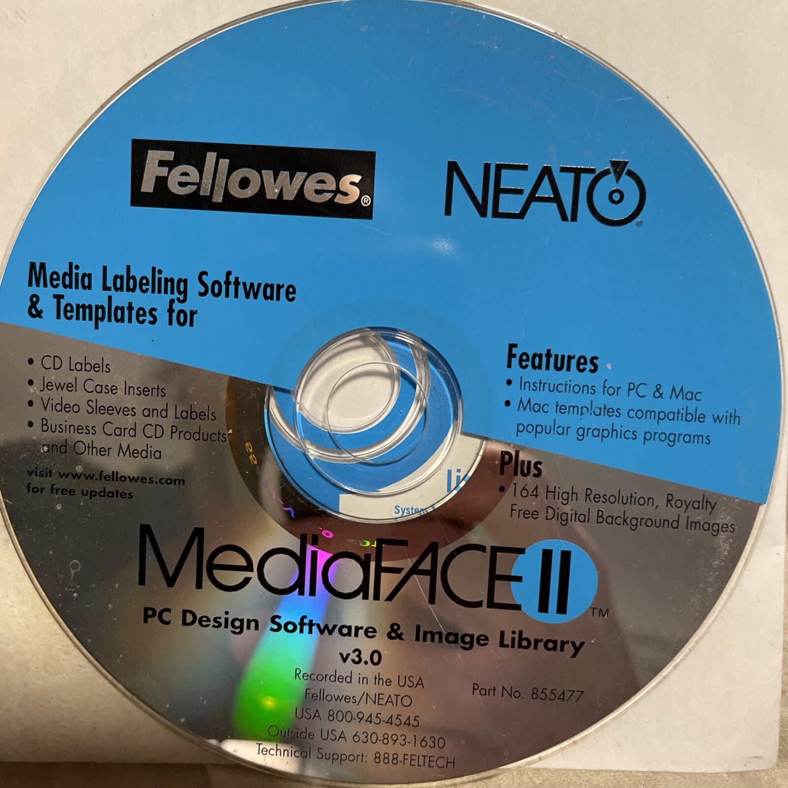 Fellowes NEATO Media Face 2  & Liquid Player 6 Software 2 CDs