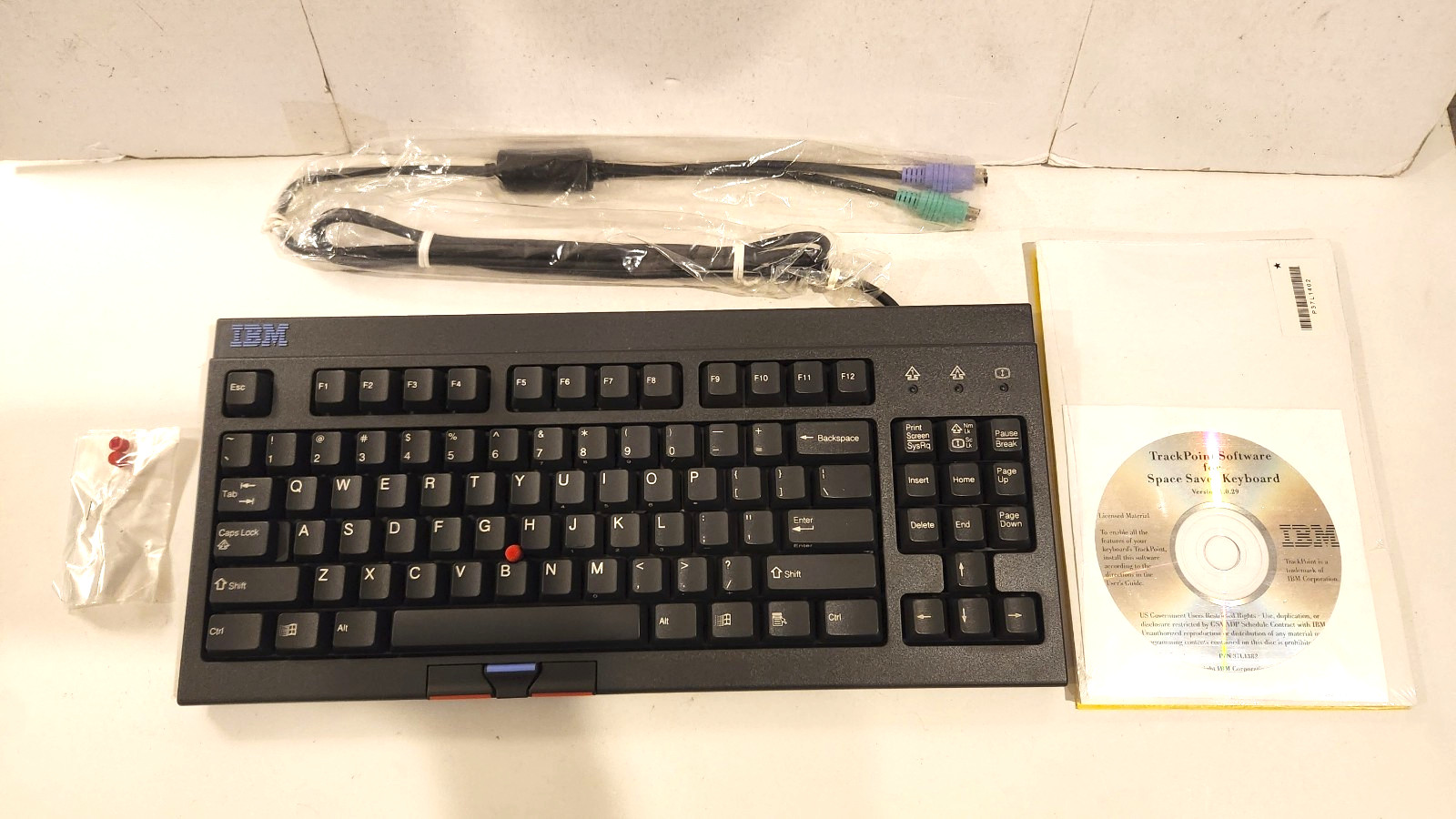 Vintage IBM Black Trackpoint Space Saver Keyboard & Software NEW - FRU 28L3644