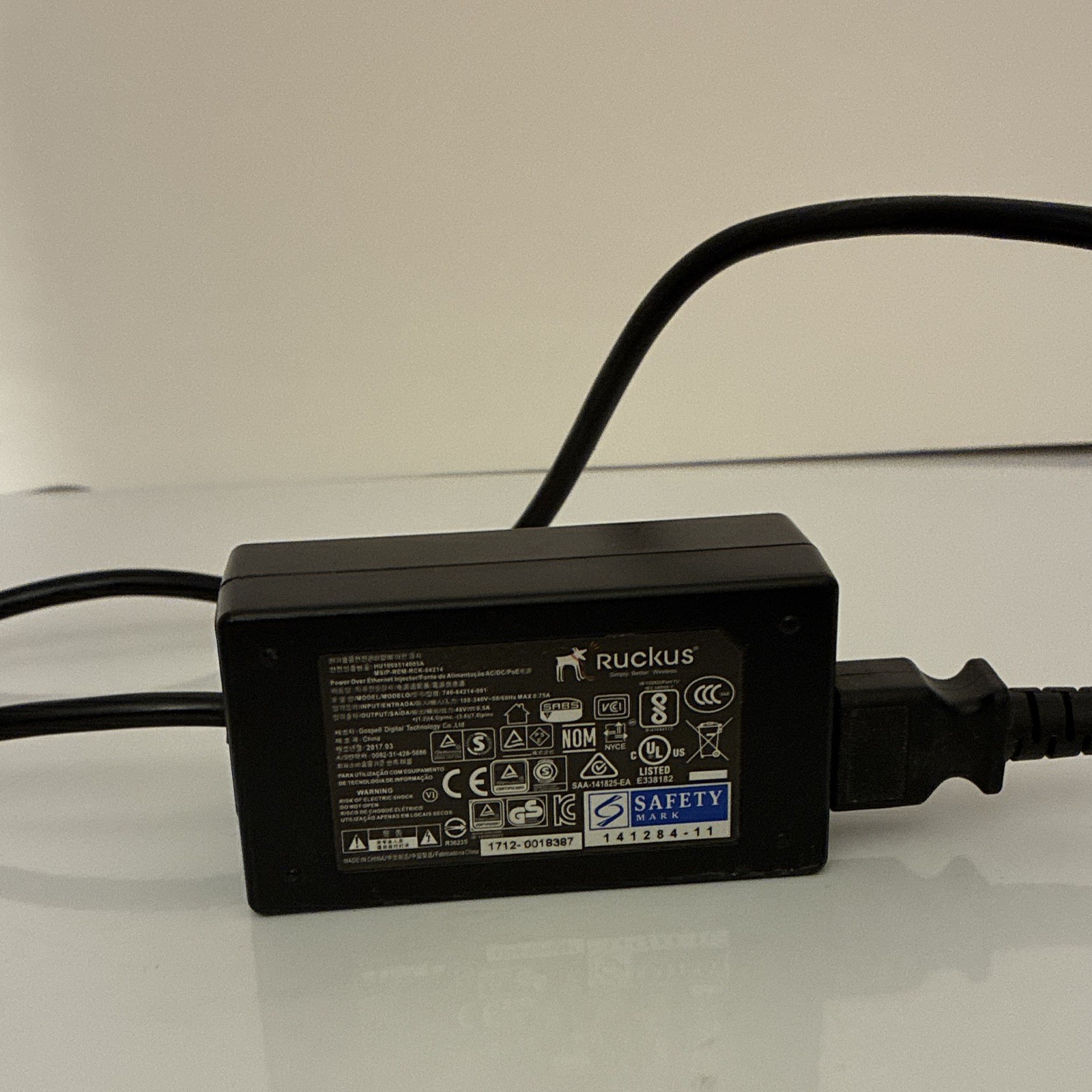 Ruckus Wireless OEM AC Power Adapter Power Supply w/ Cord Black