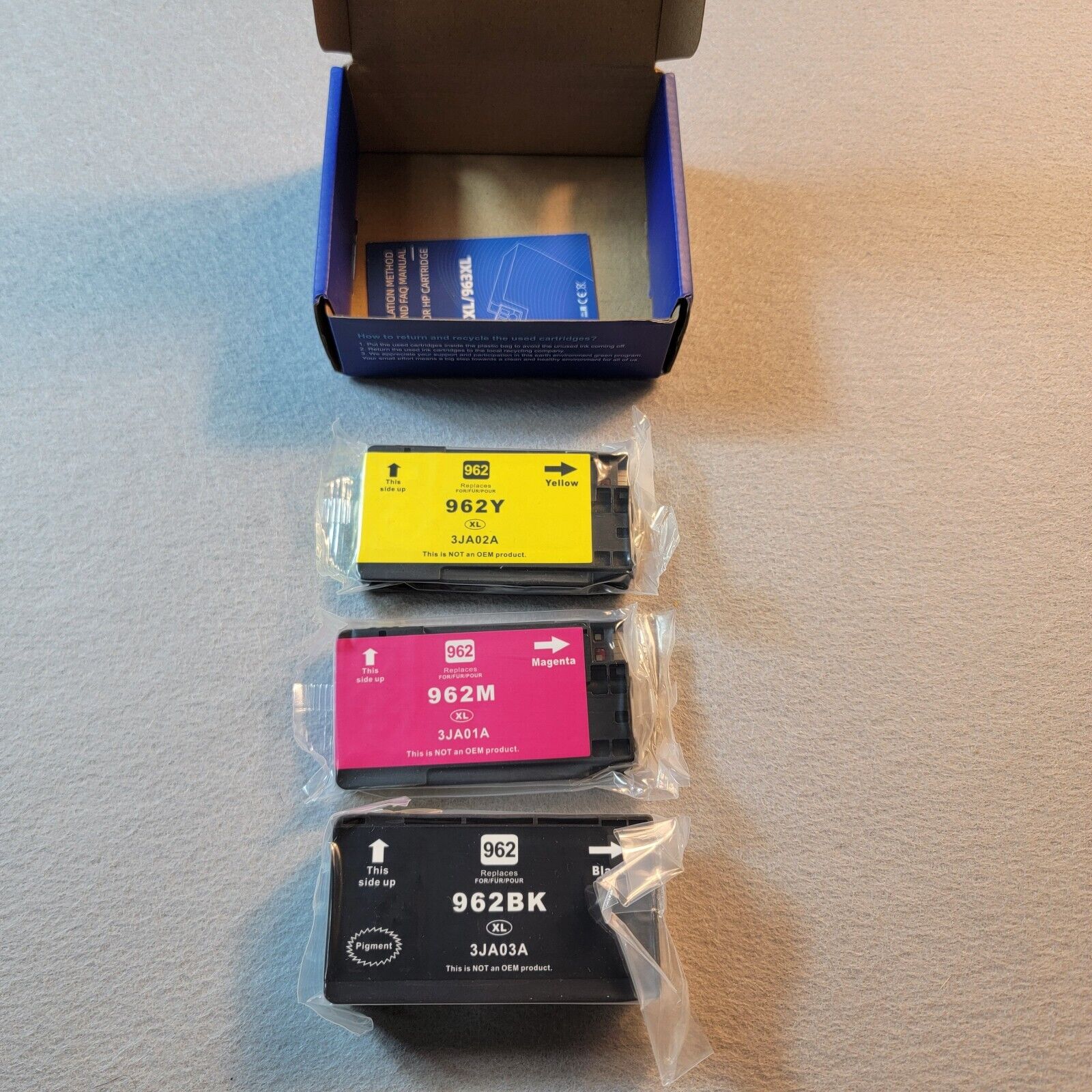 3 Pack Premium Ink Cartridge 962XL Compatible with HP Magenta/Black/Yellow