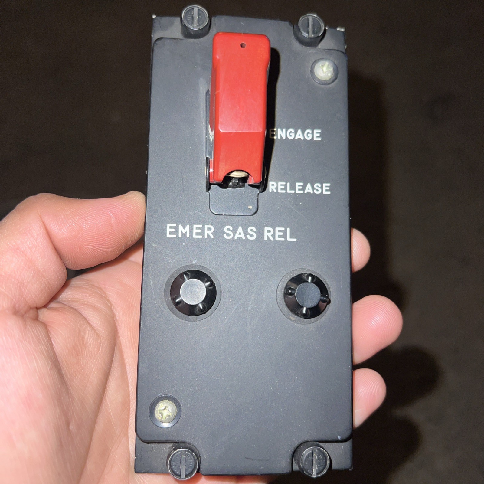 Vintage Military Aircraft EMER SAS REL Switch Panel Guarded Engage Release Cockp