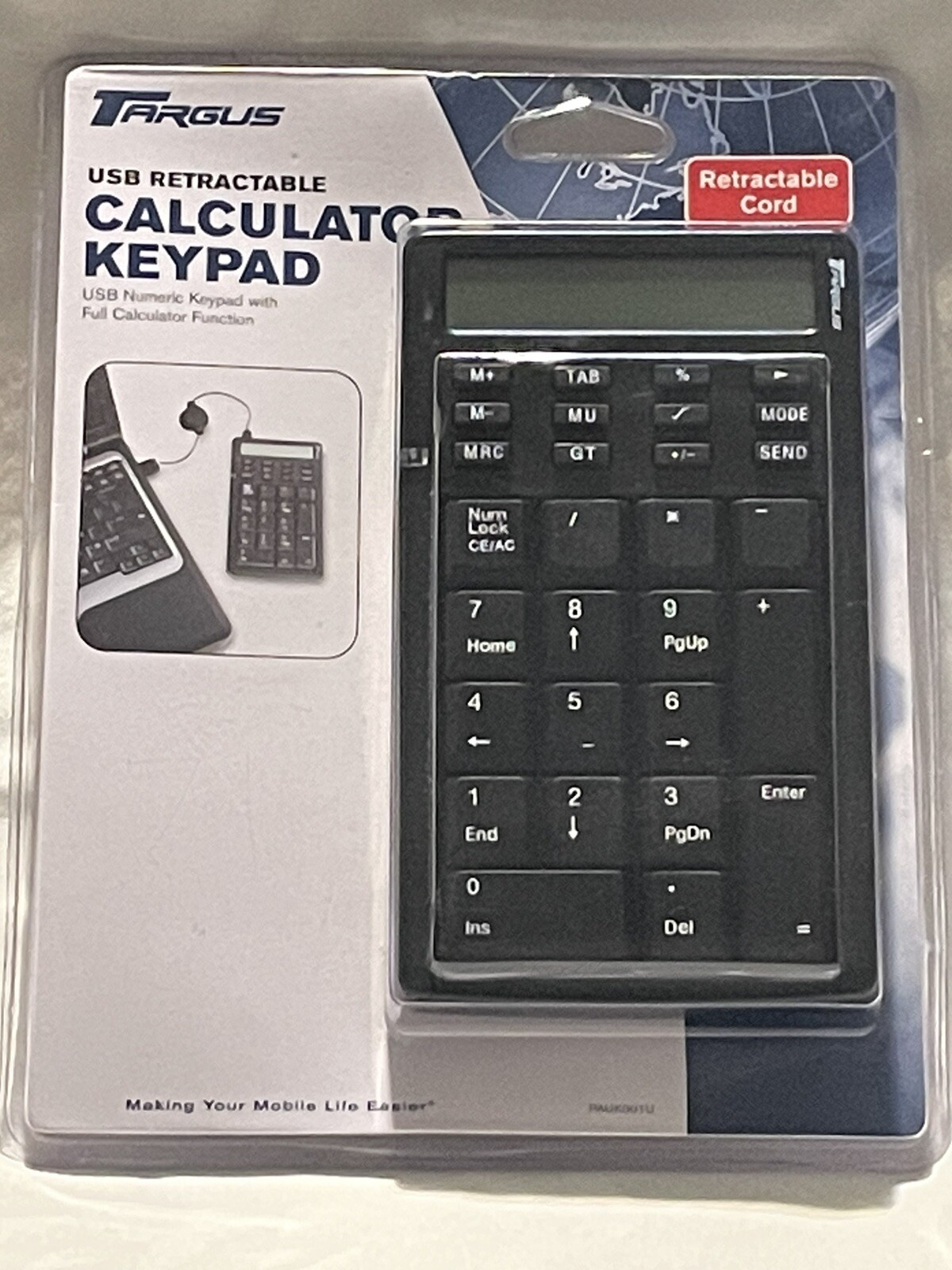 Targus Calculator Keypad PAUK001U USB Wired Keyboard NEW