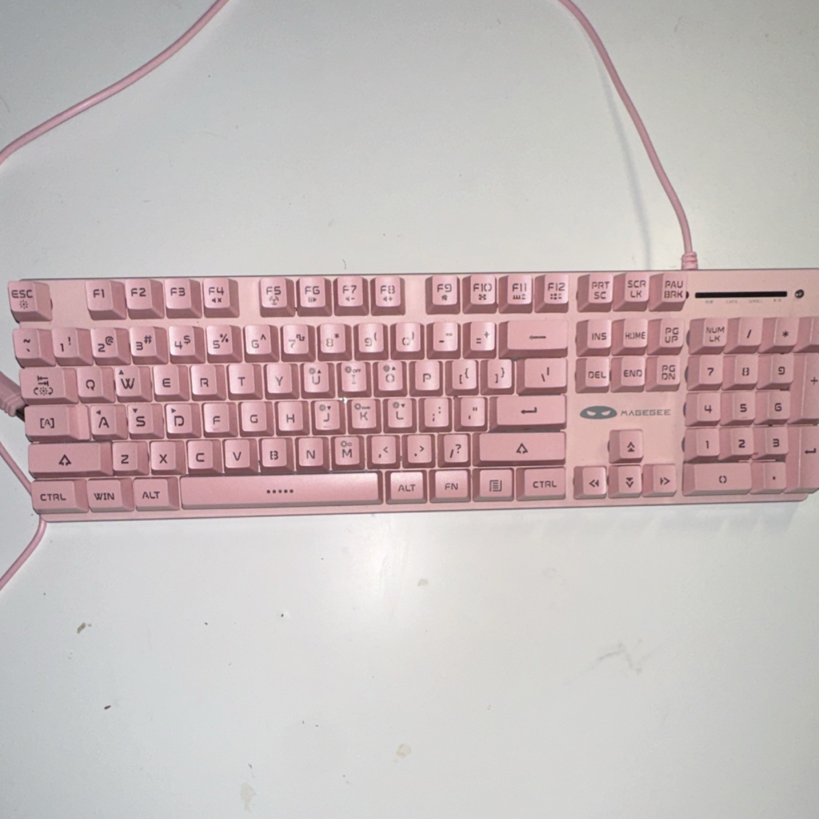 MAGEGEE Pink Wired Membrane Keyboard GT838, G12 Mouse & Kitty Mousepad Bundle