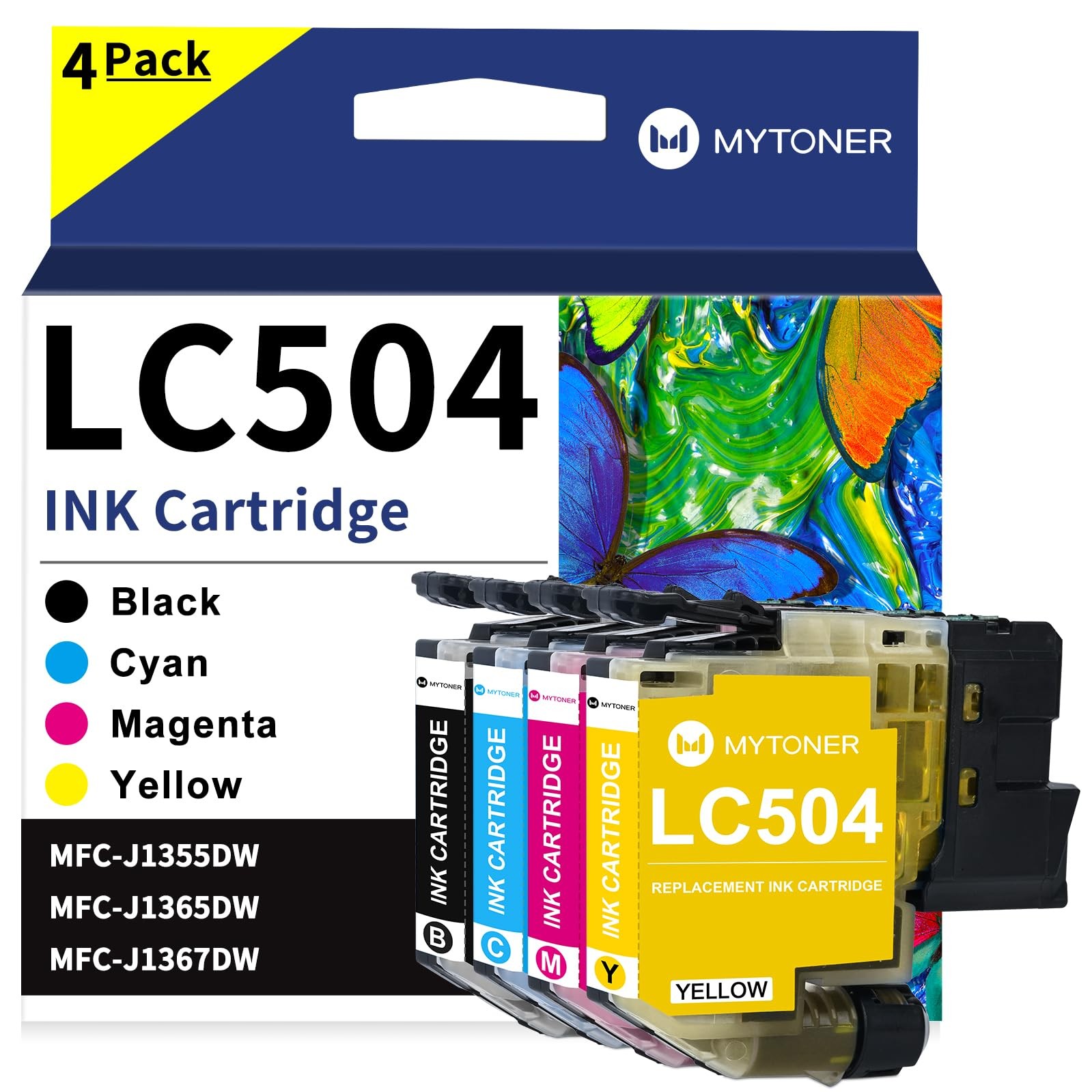 MYTONER LC504 Ink Cartridge for Brother 4PK