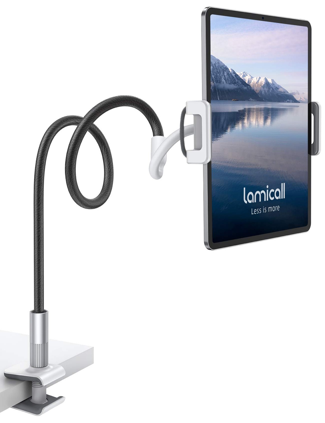 Lamicall Gooseneck Tablet Holder Mount, Quickly Adjustable Bed Flexible Black