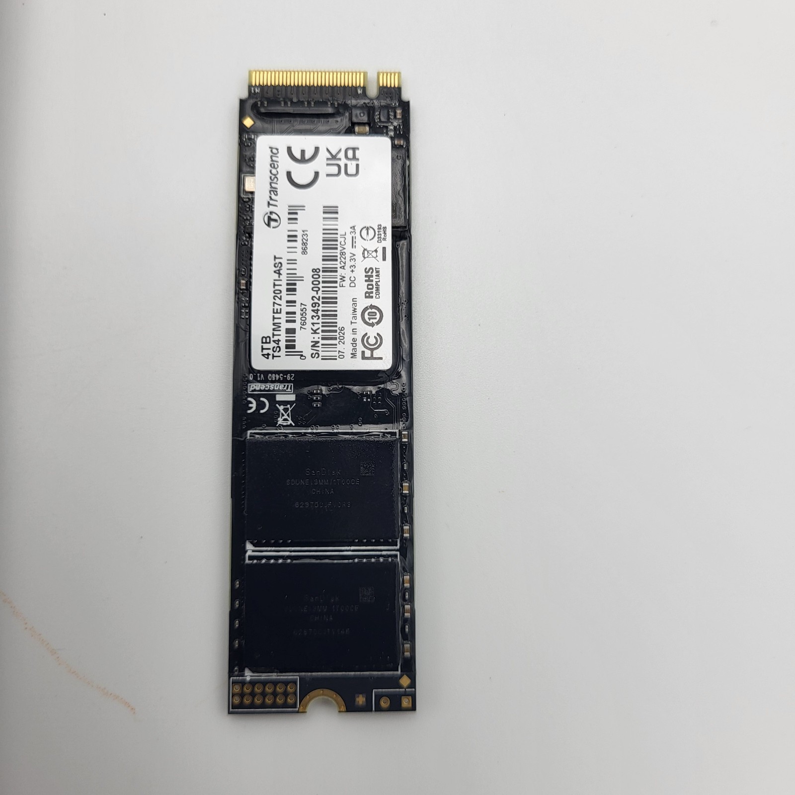 Transcend TS4TMTE720T-I 4TB M2 PCIe NVMe Gen 4 x 4 SSD 100% Health Wide Temp