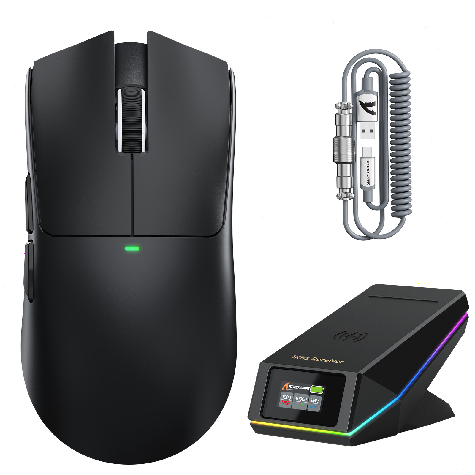 ATTACK SHARK X11PRO V2 Wireless Gaming Mouse TFT Charging Dock & Aviator Cable