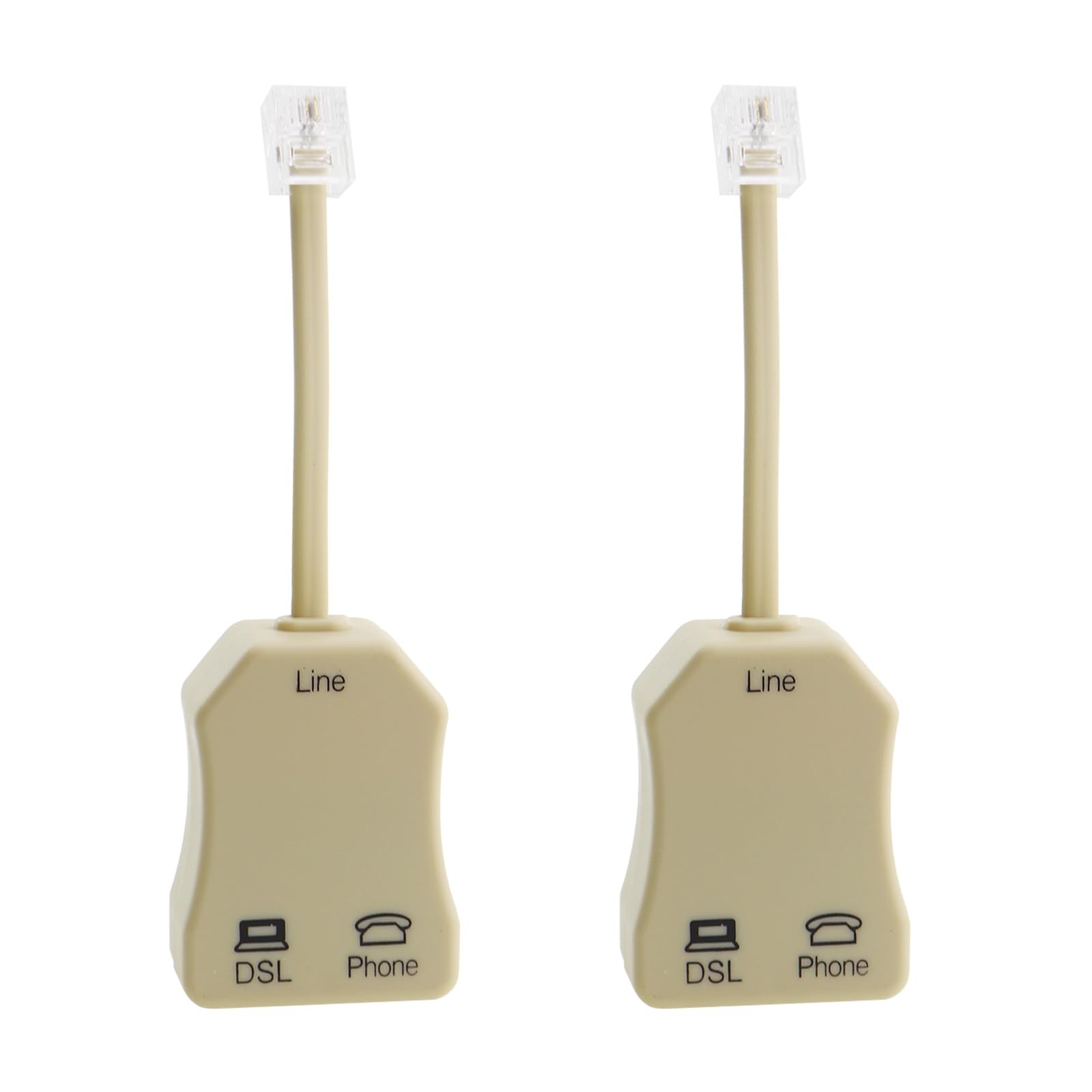 2PCS DSL Telephone Line Filter with Built in Splitter 2 Wire to 1 Wire RJ11 6P2C