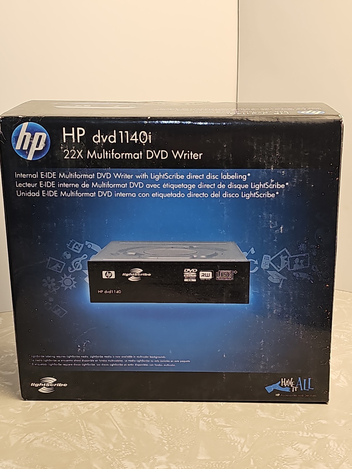 New HP DVD1140i-H01 8 CD/DVD-RW LightScribe Multiformat DVD Drive NEW Sealed Box