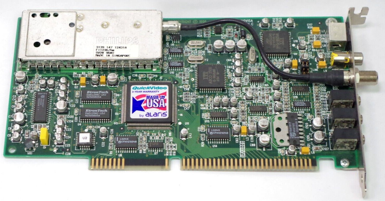 Alaris Quickvideo ISA Sound TV Tuner Card Vintage FGB-v000-001700 Untested Read