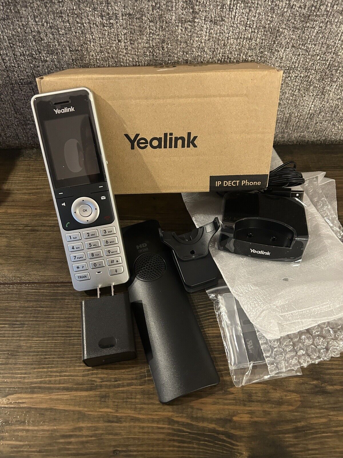 Yealink W56H Wireless DECT Handset With Base, AC Adapter & Belt Clip
