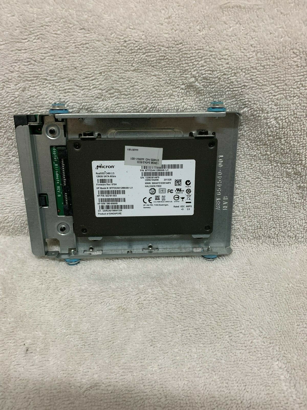 Micron RealSSD C400 128GB 6Gbps 2.5" MTFDDAK128MAM-1J1 SSD with HP 3.5" Caddy