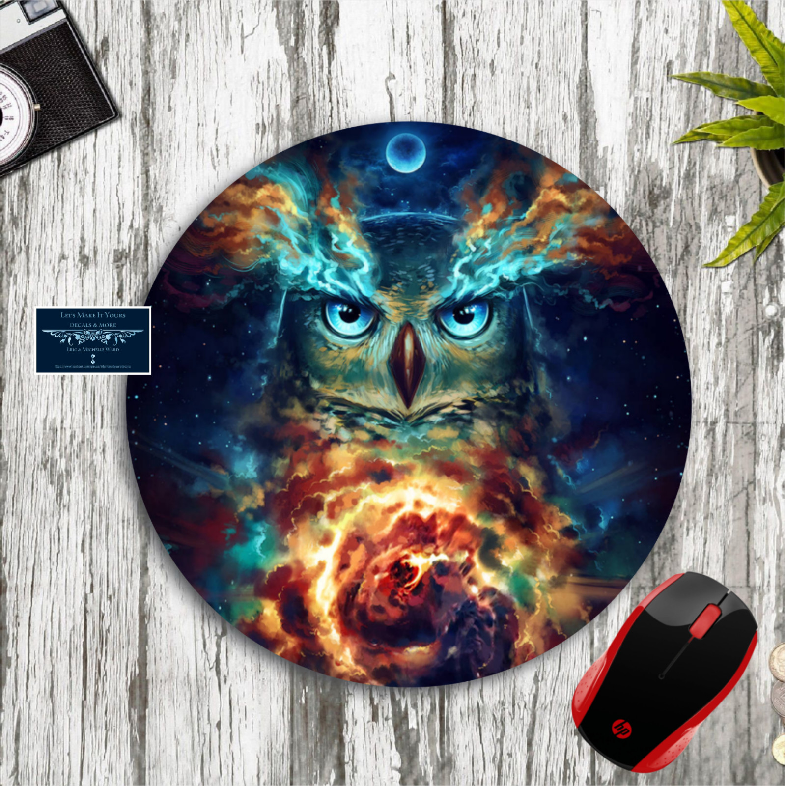 AMAZING OWL GALAXY ART CUSTOM ROUND NEOPRENE PC MOUSEPAD DESK MAT HOME SCHOOL