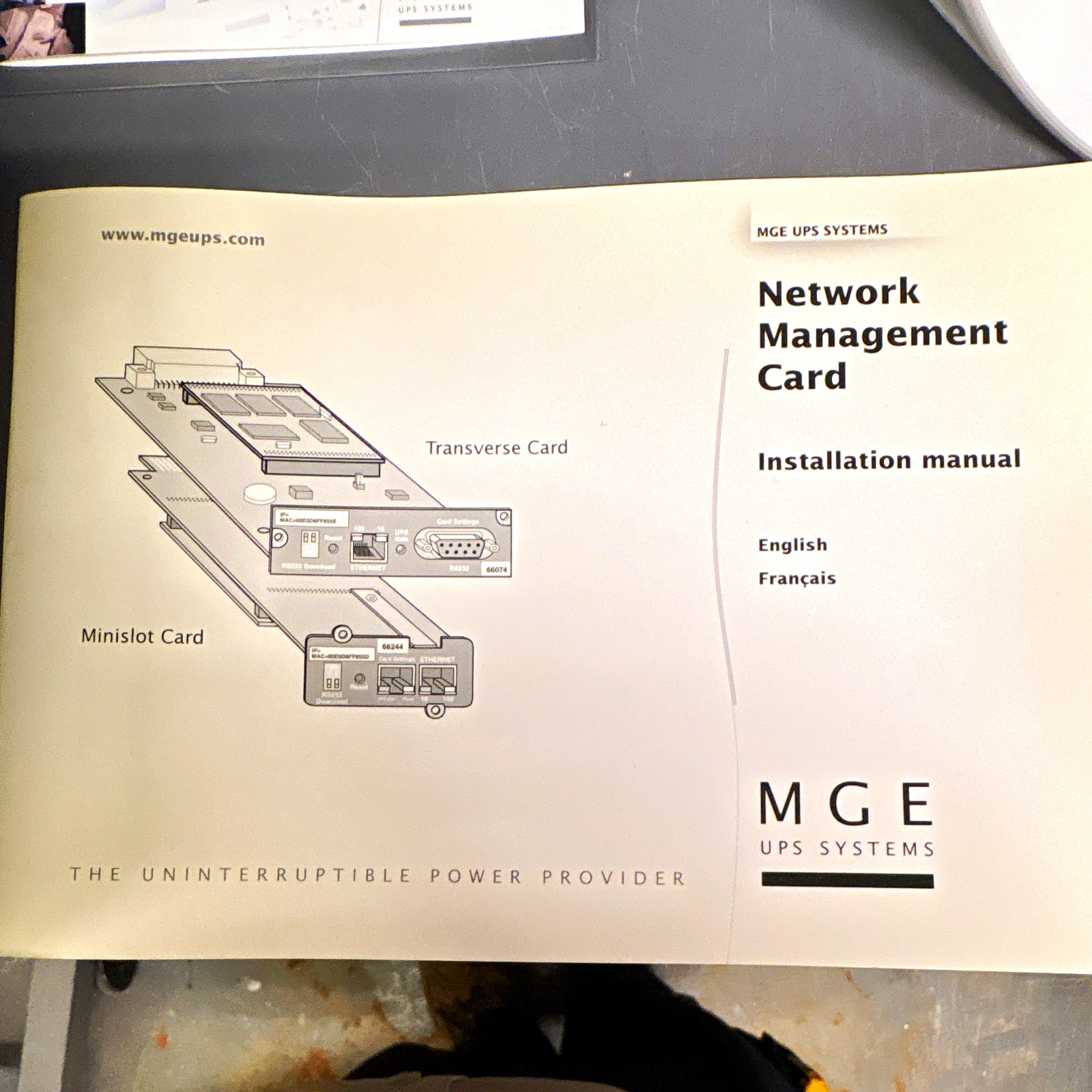 MGE UPS Systems SNMP/Web Transverse MiniSlot Card 2-Port 10/100 66074
