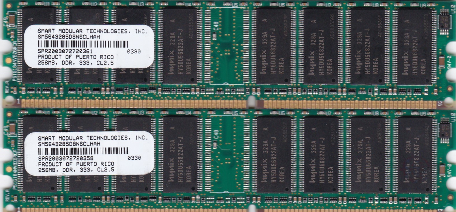 512MB 2x256MB PC2700 SMART MODULAR SM5643285D8N6CLHAH DDR-333 HYNIX RAM KIT DDR1