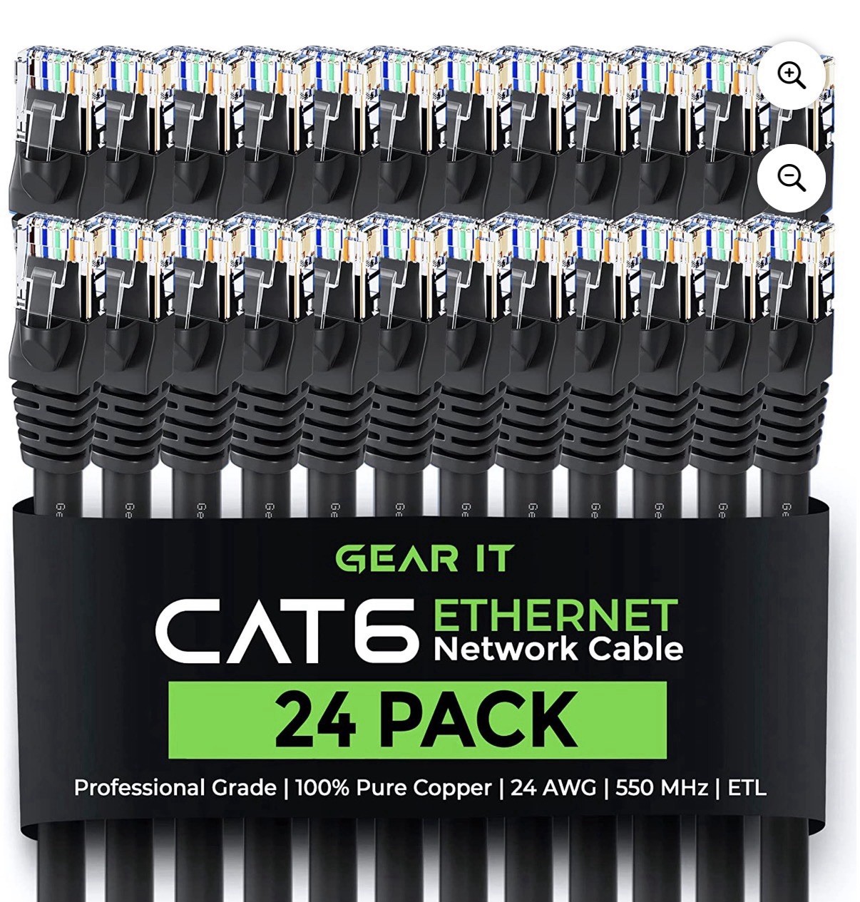 Cat 6 Ethernet Cable (24-Pack 0.5 Feet) Cat6 Network Patch, 10Gbps, RJ45, Sna...