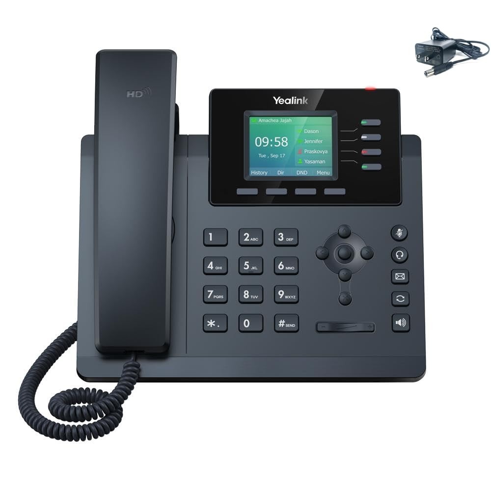 Yealink SIP-T34W WiFi IP Phone - Power Adapter Included - 4 VoIP Accounts. 2.4-I