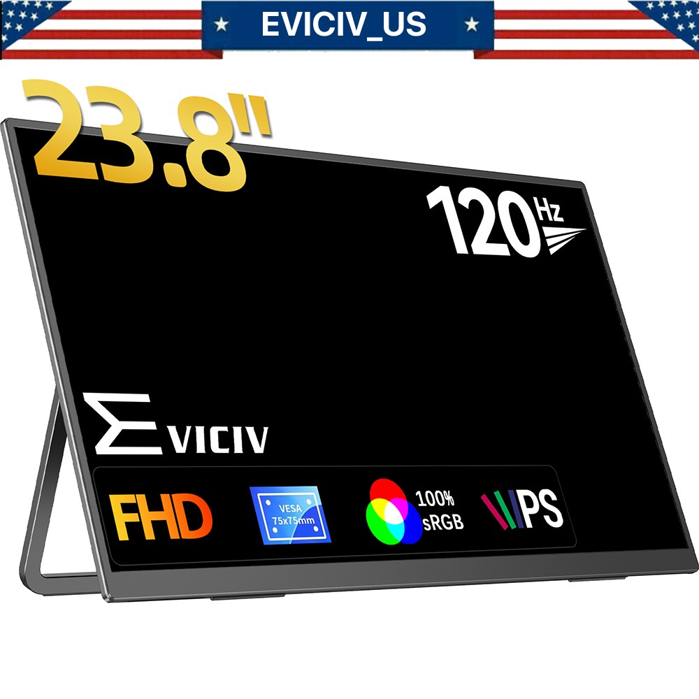 24" 120Hz Portable Monitor FHD HDMI USB C Switch Display For Gaming Xbox PS 5 4