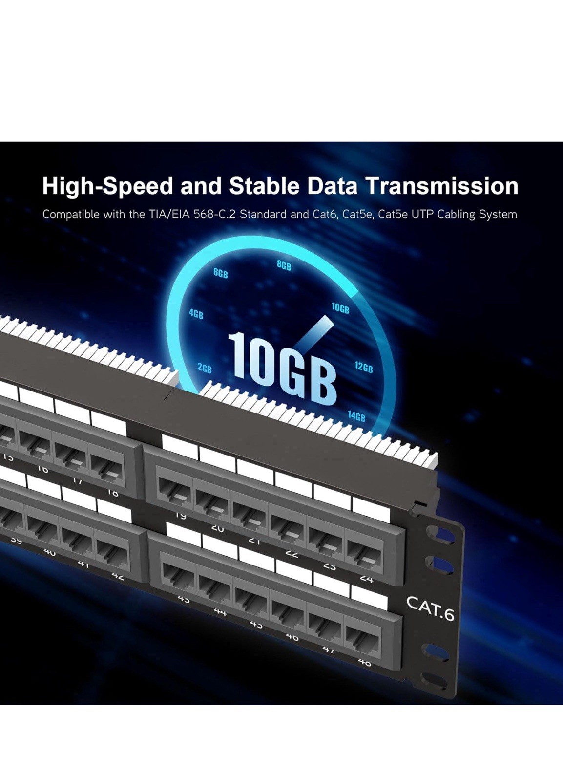48 Port Blank Keystone Patch Panel with Snap-in Design, Cat6 Network Iwillink