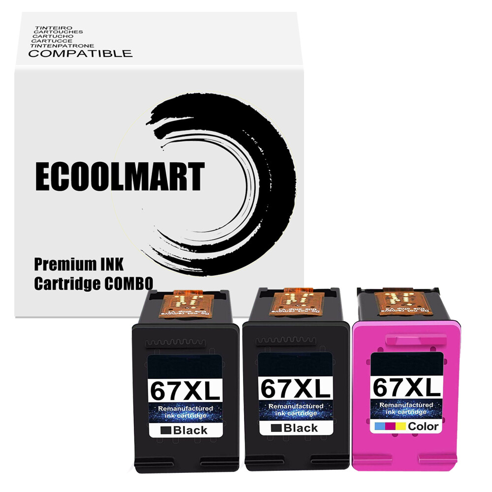Remanufactured 3PK Ink replace for HP 67XL ENVY 6055 6058 DeskJet 2732 2752