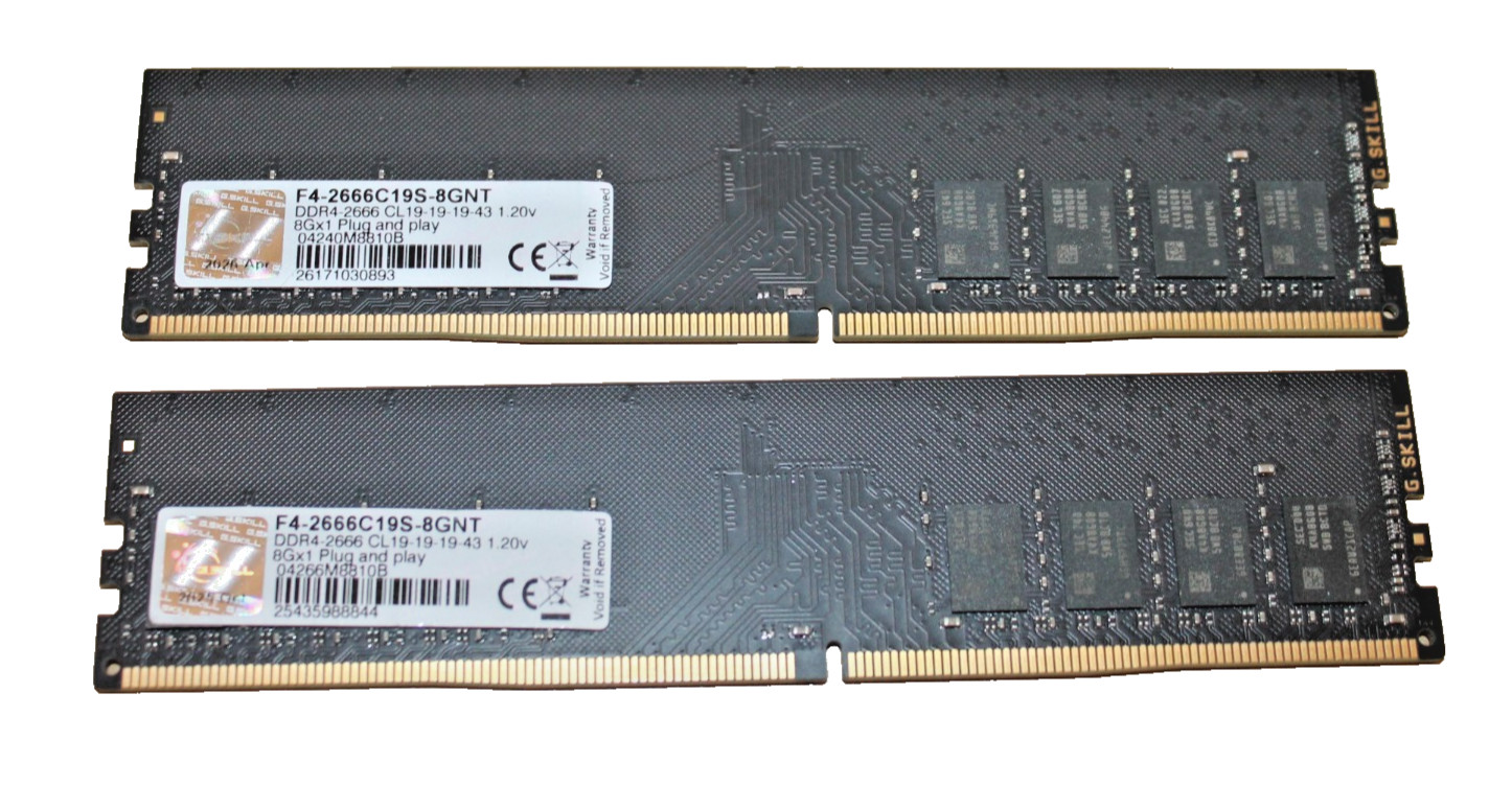 G.Skill  16GB (2x8GB) Desktop Gaming RAM DDR4 2666MHz F4-2666C19S-8GNT