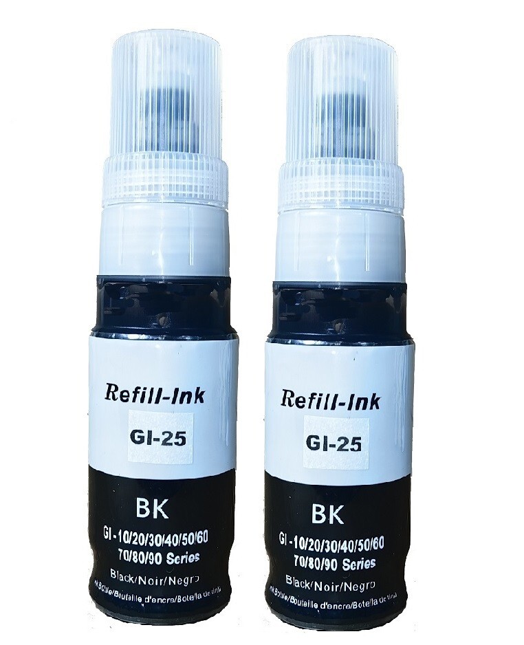 2 PK Black GI-25 Ink Refill Bottle for Canon PIXMA GX1020 GX1050 GX2020 GX2050