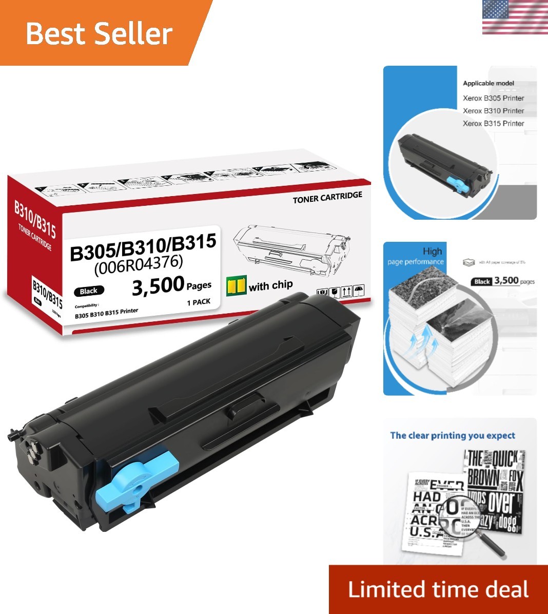 Compatible B310 Black Toner Cartridge with Intelligent Chip - 3,500 Pages
