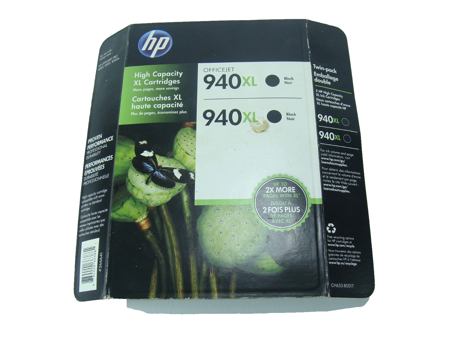 Twin Pack Genuine HP Hewlett Packard Officejet Ink Black 940XL New 3/2017 Sealed