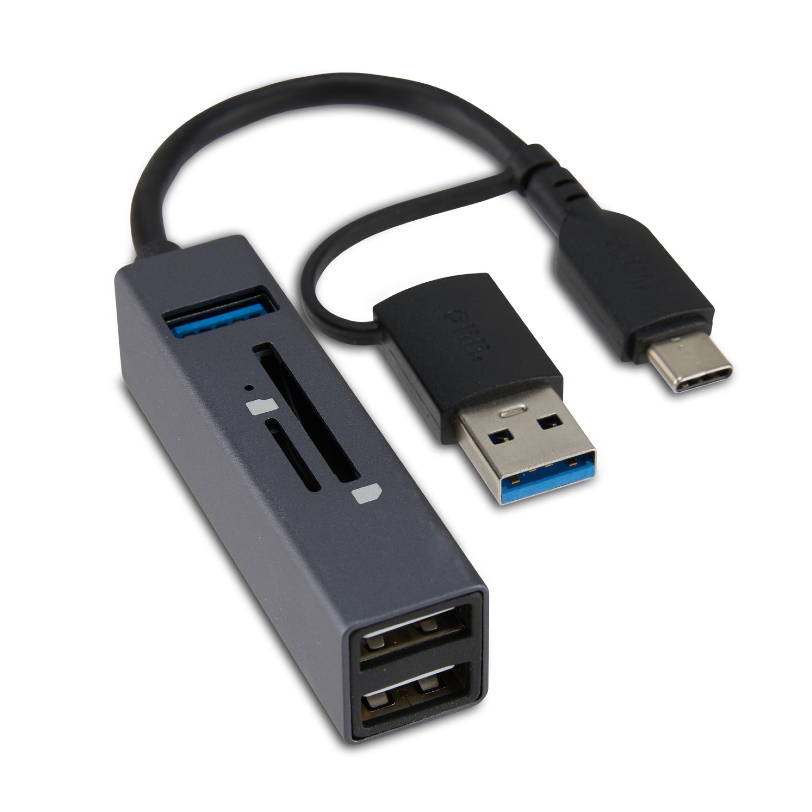 onn 5 Port USB 3.0 Hub SD microSD Card Reader USB-C Adapter for onn PC Mac