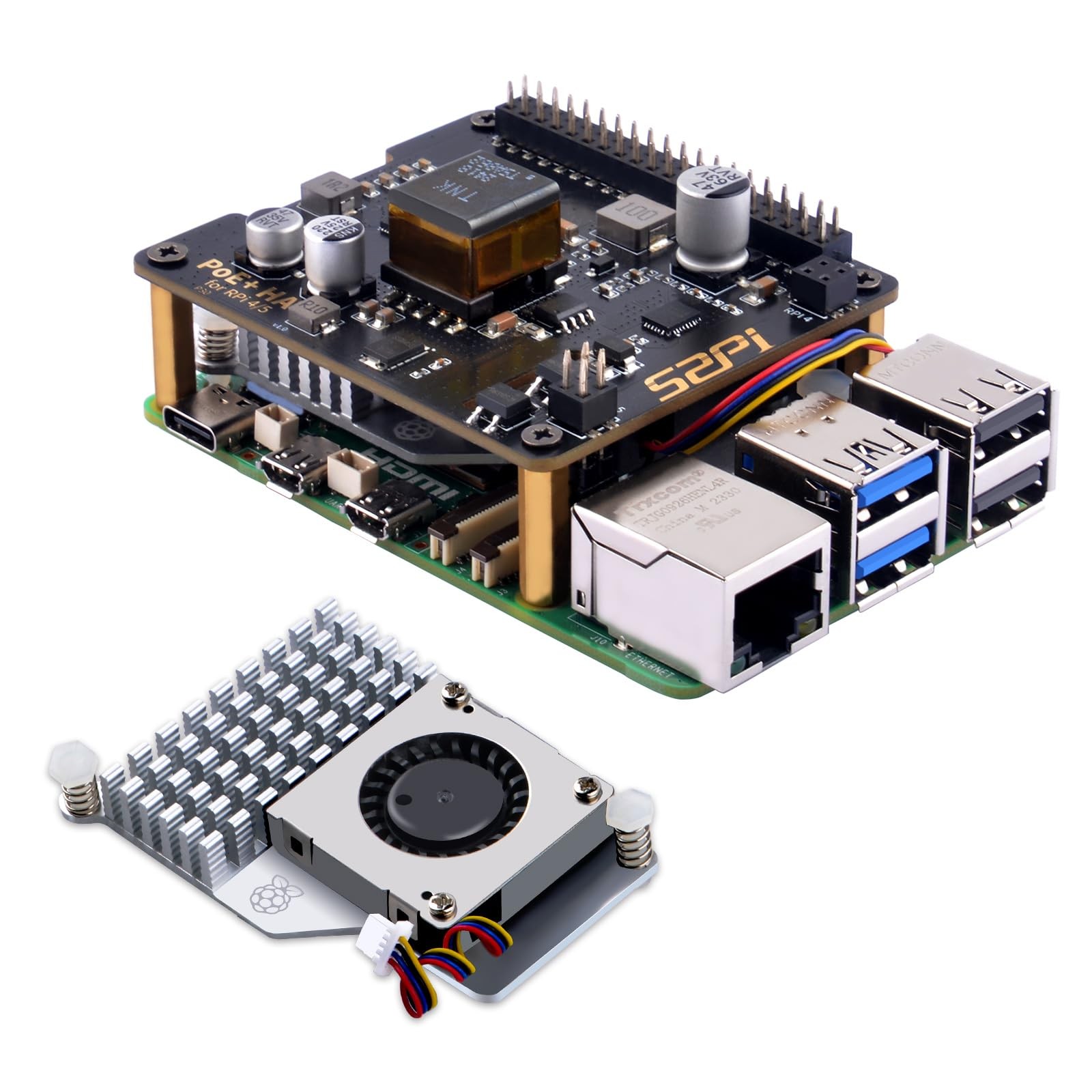 P30 PoE+ HAT Raspberry Pi 5 Official Active Cooler Hardware Component