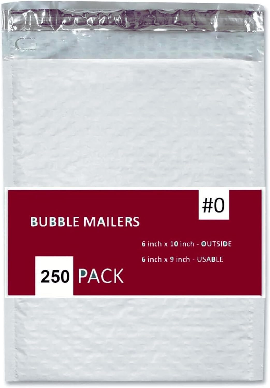 250 PC #0 6X10" Inches 250 Pack Inches Poly Bubble Mailers Shipping Padded Envel
