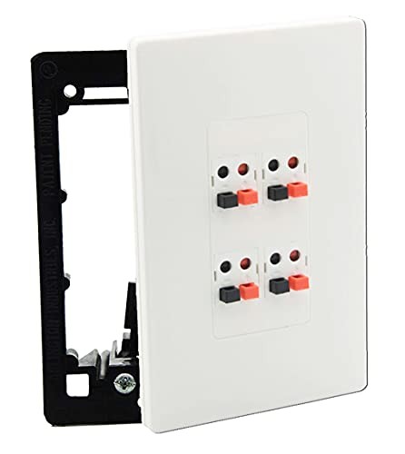 Premium 4 Speaker Wall Plate Screwless Design Home Theater Connector Port