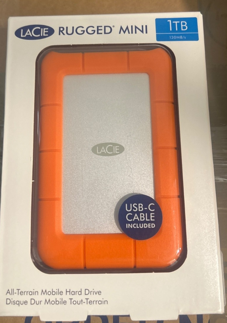 LaCie 1TB Rugged Mini USB 3.0 Mobile External Hard Drive, Orange