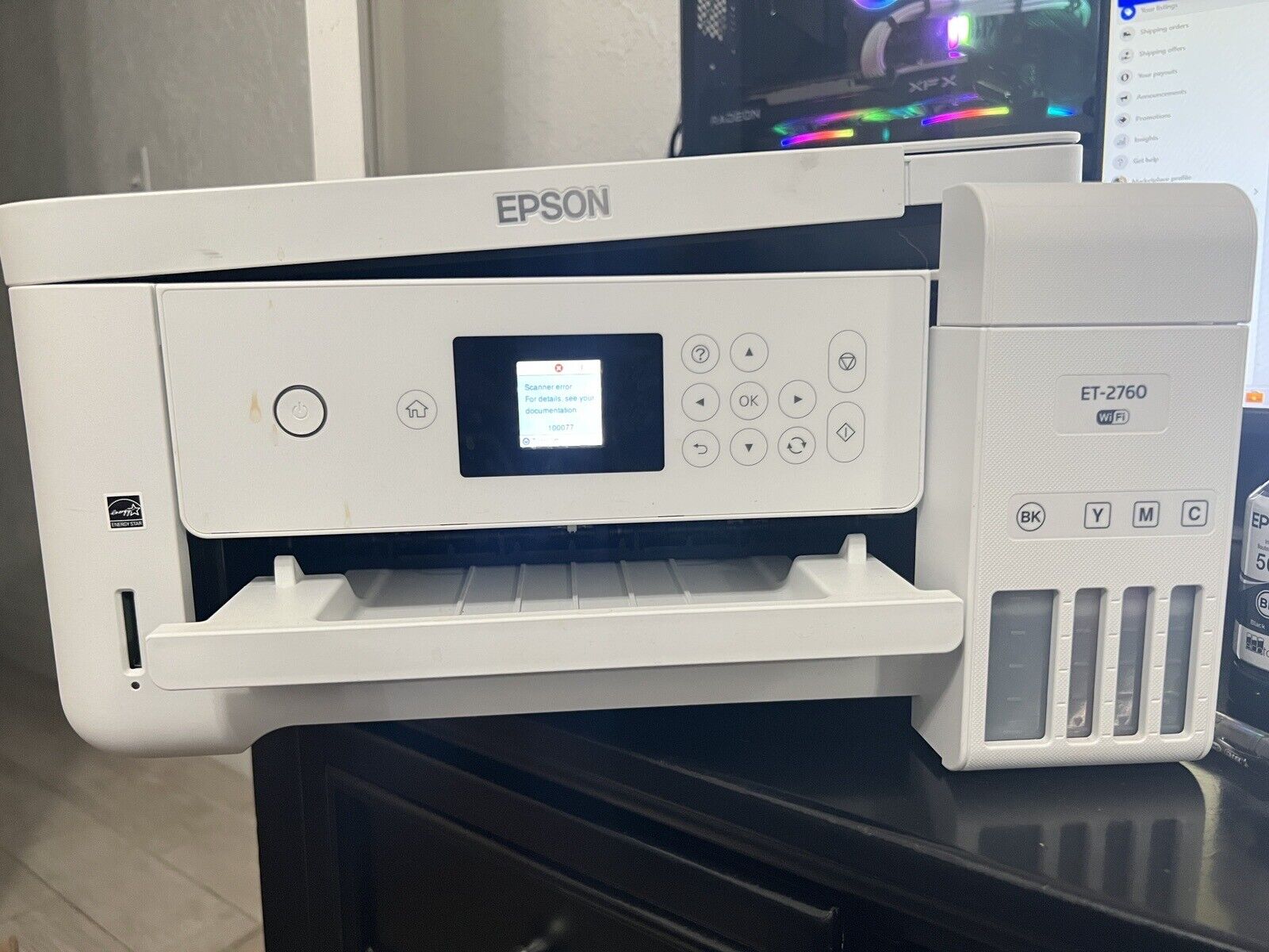 Epson EcoTank ET-2760 Supertank Color Inkjet All-in-One Printer  FOR PARTS 