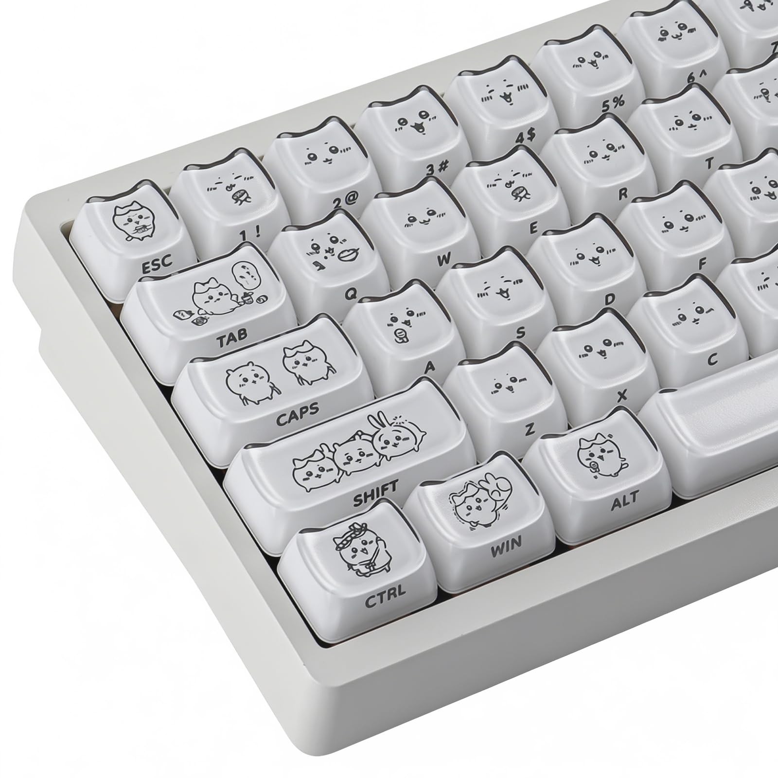 119 Keys Crystal Jelly White Keycaps Cat Shape Mao Profile Fits 61/68/84/87
