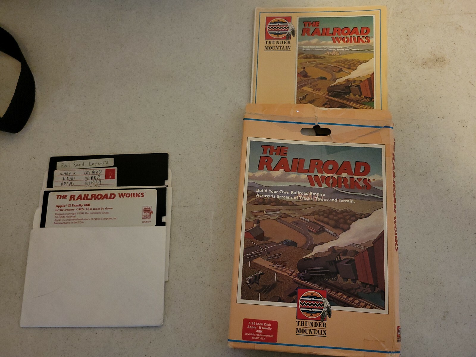 The Railroad Works Apple II Computer Game 5.25" 48K | 1984 Thunder Mountain 