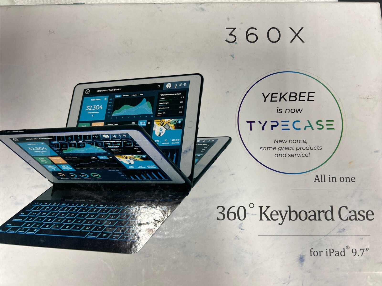 TYPECASE Yekbee 360X All In One 360 Degree Keyboard Case iPad 9.7