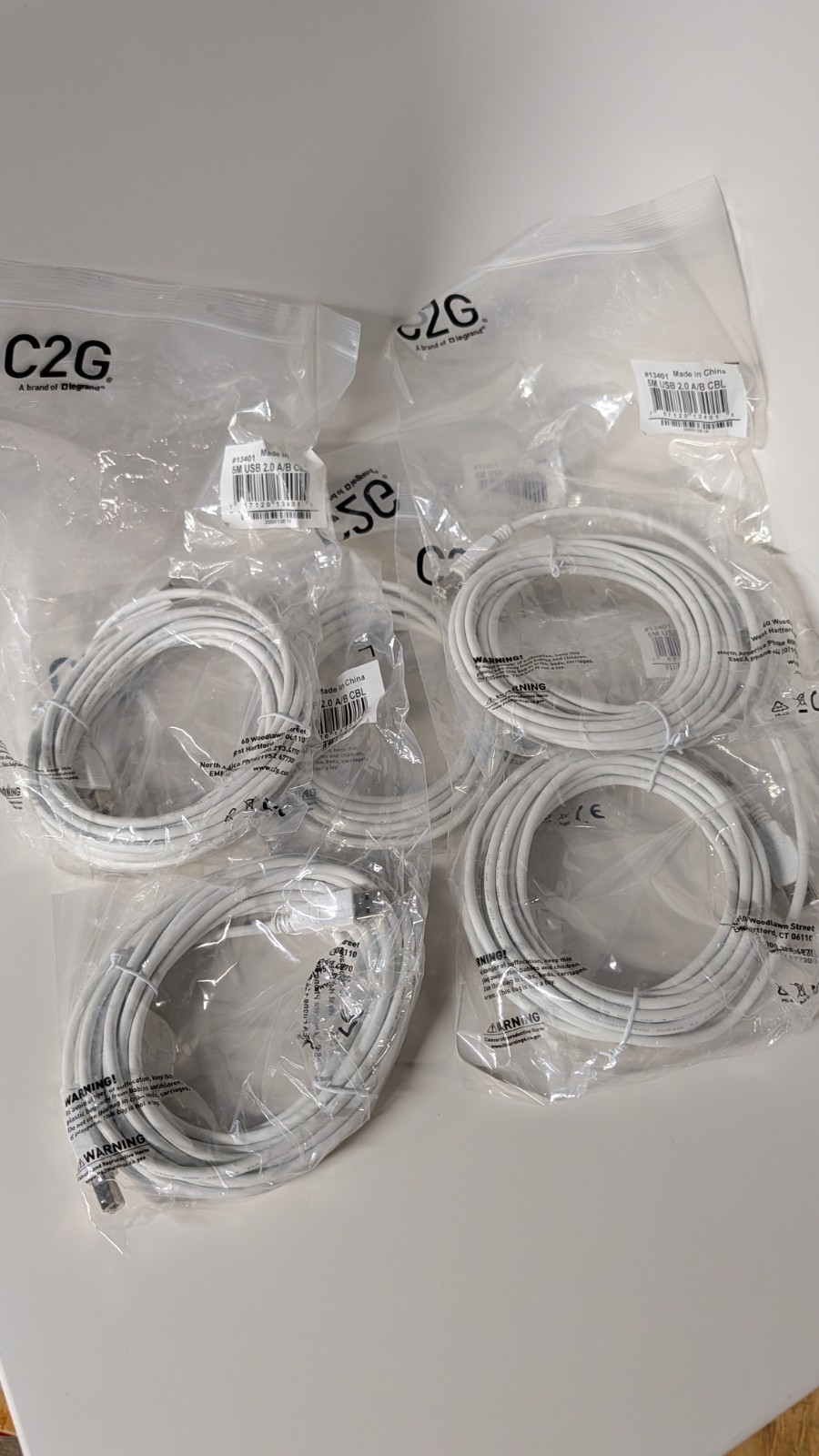 5M USB 2.0 Cable Type A to Type B 5 Pack C2G Cable
