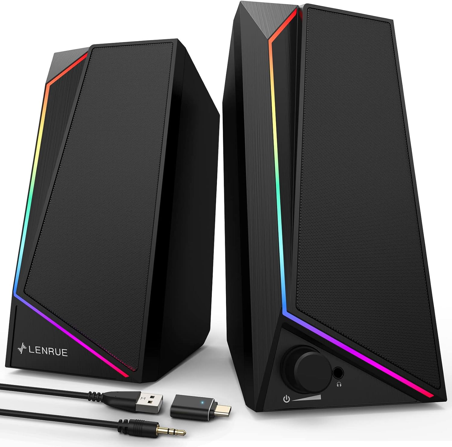 Computer Speakers, USB/USB-C Powered AUX Audio for PC Speakers with Loud Stereo