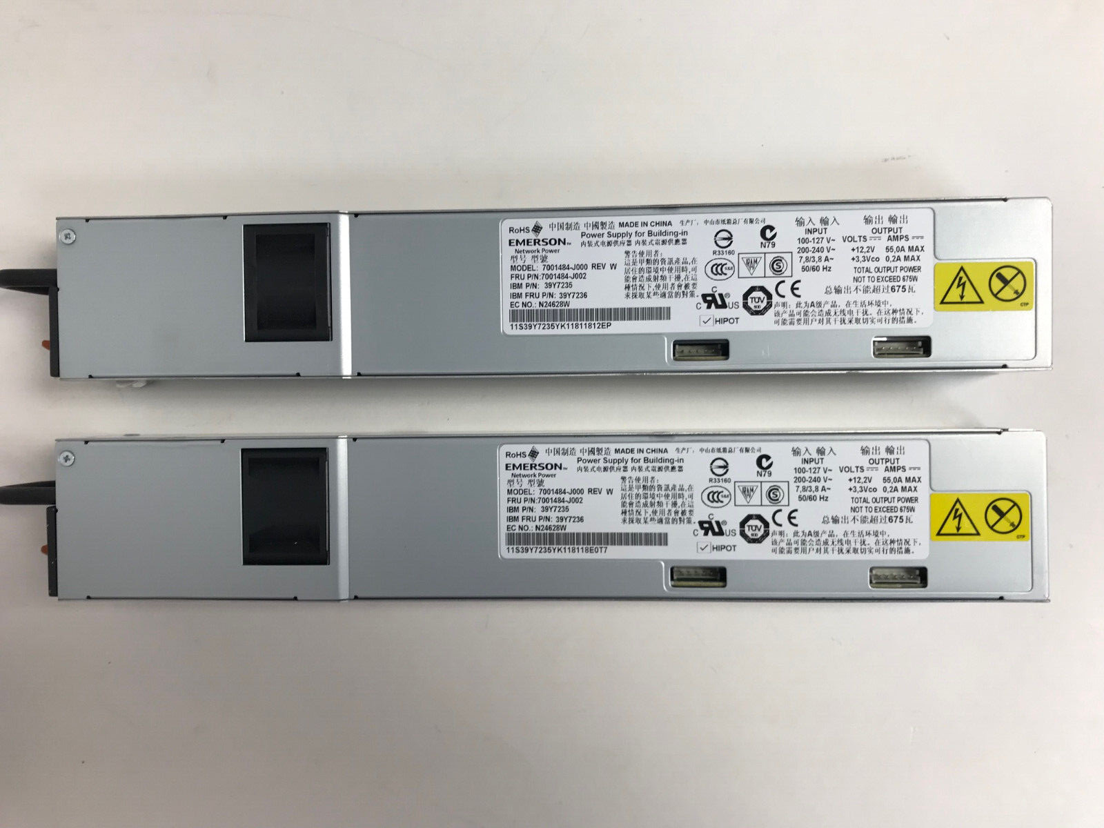 IBM 39Y7236 39Y7235 675 WATT POWER SUPPLY SYSTEM X3650 M3 EMERSON  QTY 2
